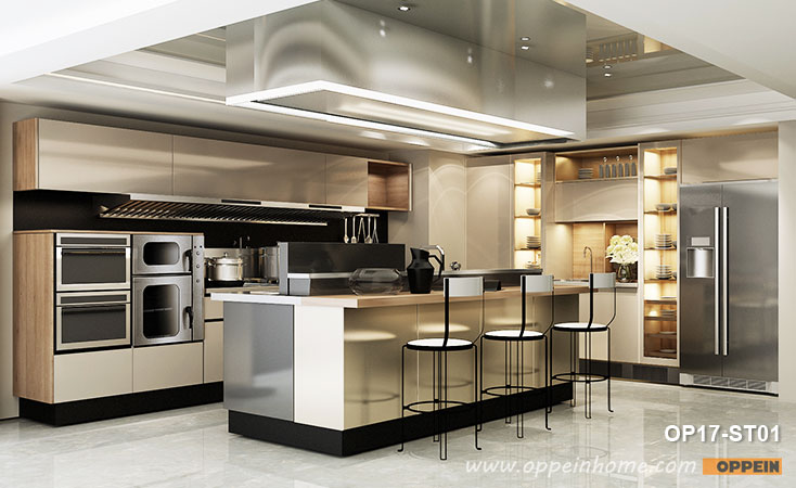 Modern Stainless Steel Kitchen Cabinet OP17-ST01