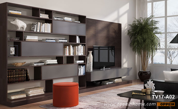 Contemporary Design Dark Wood TV Bookcase TV17-A02