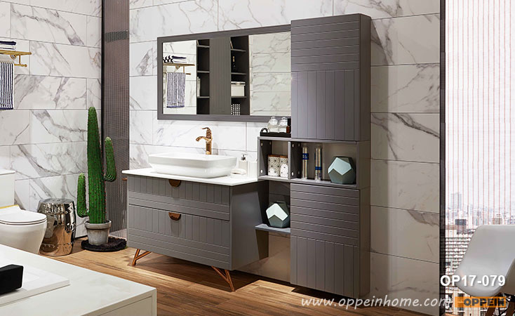 Grey Bathroom Cabinet with Large Storage OP17-079