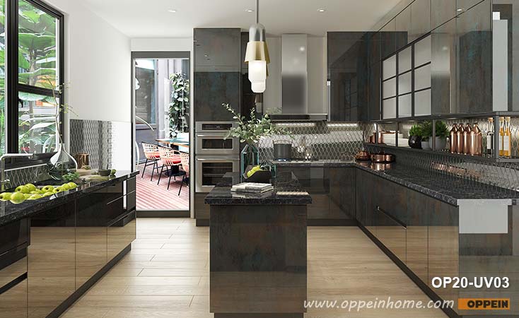 High-end Modern Kitchen Cabinet in UV Lacquer Finish OP20-UV03