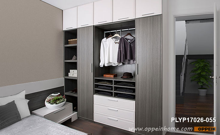 Hinged Wardrobe with Open Shelves PLYP17026-055