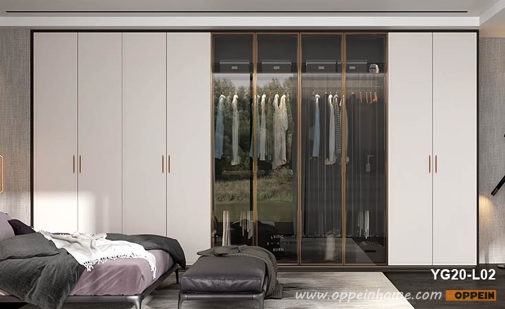 Modern Matte Lacquer Wardrobe with Glass Door YG20-L02