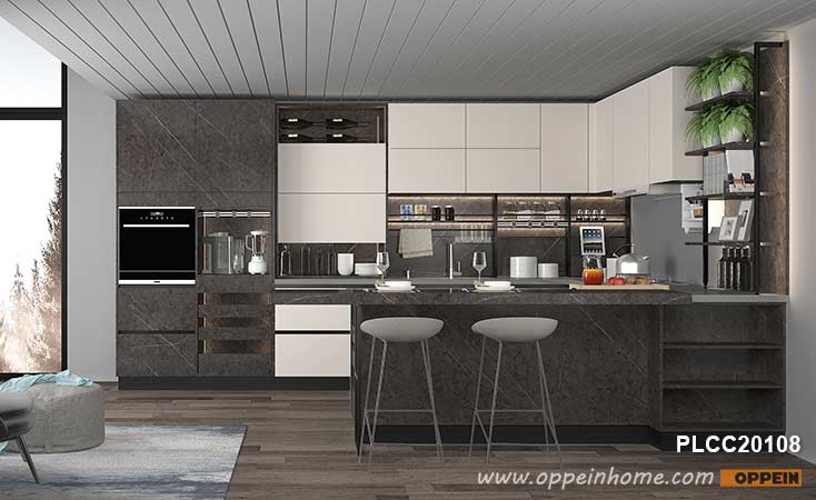 Modern Two-Tone Lacquer Kitchen Cabinet PLCC20108