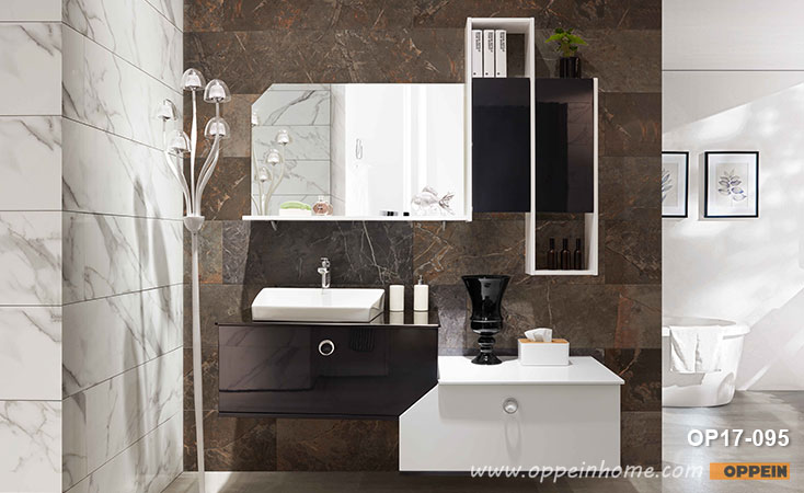 Modern White and Black Lacquer Bathroom Vanity OP17-095