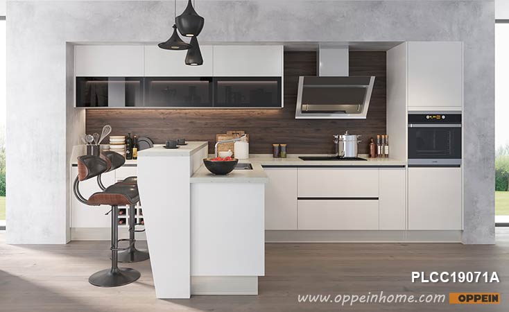 Modern White I-Shape Melamine Kitchen PLCC19071A