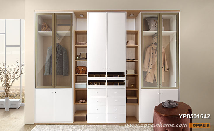 Modern White Wood Grain Functional Wardrobe YP0501642