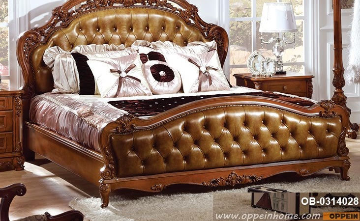OB-0314028 Luxury Traditional Bed With Solid Wood Frame