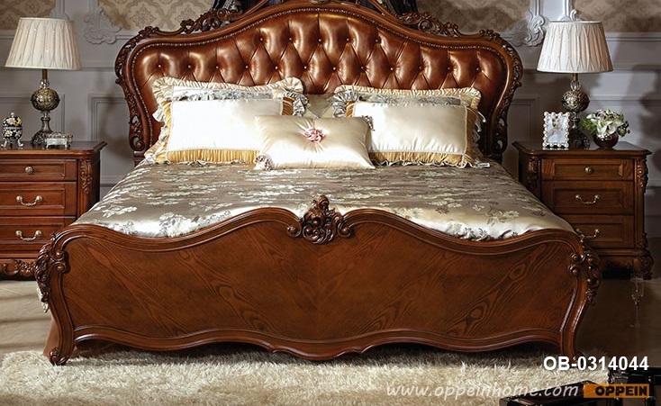 Luxury Traditional Bed With Solid Wood Headboard OB-0314044