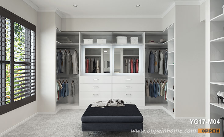 Simple White Melamine Walk-in Closet YG17-M04