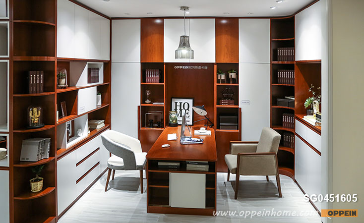 White and Wood Grain Floor to Ceiling Bookcases SG0451605