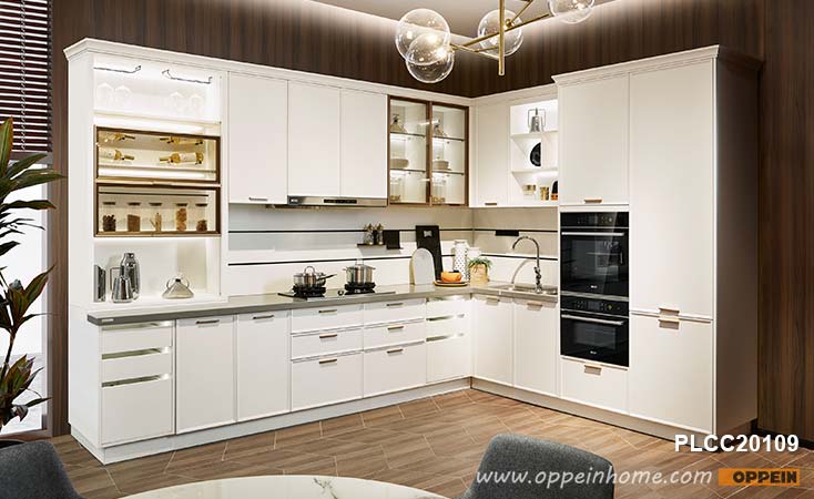 White Simple European Style Kitchen Cabinet PLCC20109