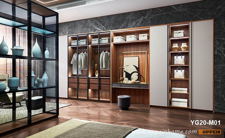 Modern Melamine Wardrobe With Transparent Glass Doors YG20-M01